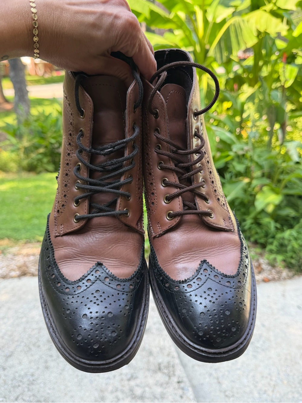 Ben Sherman Men’s Two-Tone Leather Wingtip Brogue Boots Size 41 (US 8)